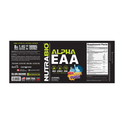 NutraBio Alpha EAA – 30 Servings — Supplement Facts 19 — complete label