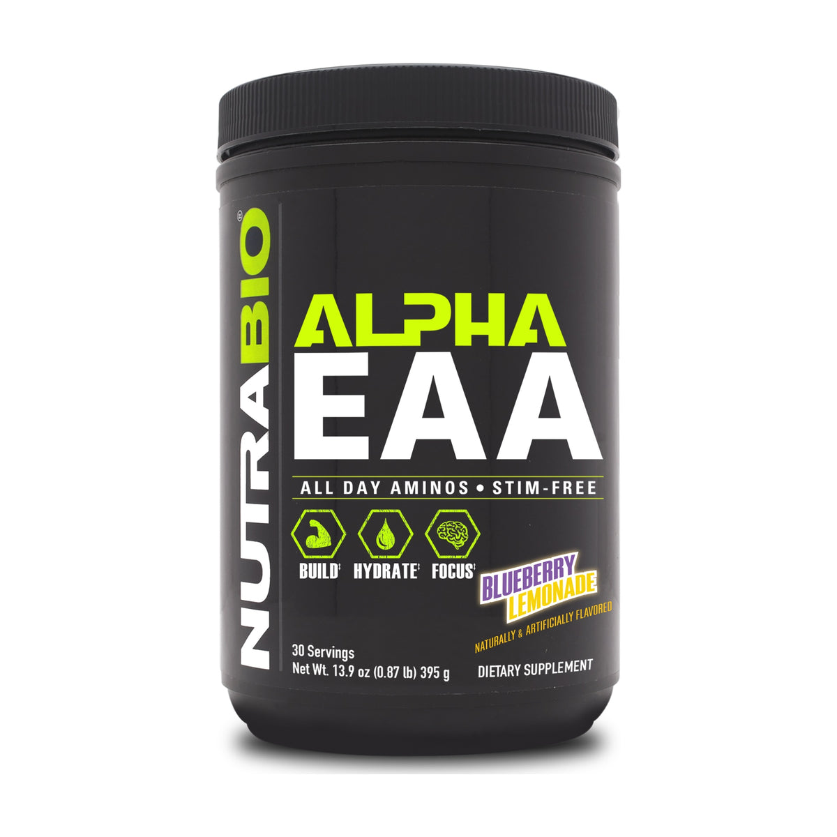 NutraBio Alpha EAA – 30 Servings — 30 Servings / Blueberry Lemonade — product container