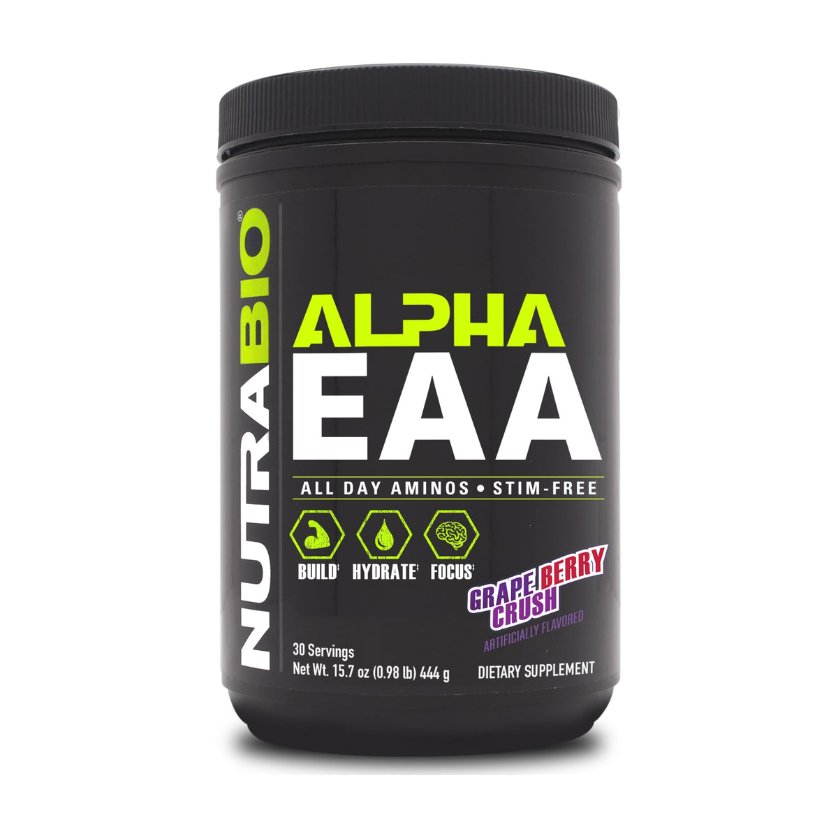 NutraBio Alpha EAA – 30 Servings — 30 Servings / Grape Berry Crush — product container