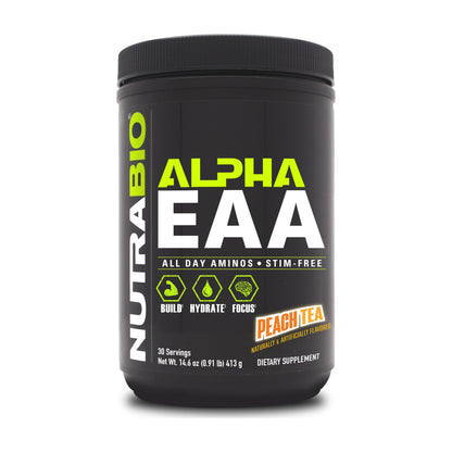 NutraBio Alpha EAA – 30 Servings — 30 Servings / Peach Tea — product container