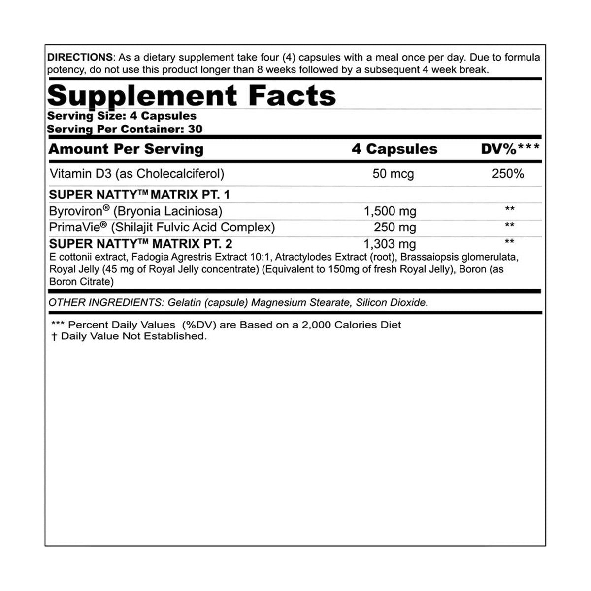 Black Magic Super Natty — Supplement Facts 1 — complete label