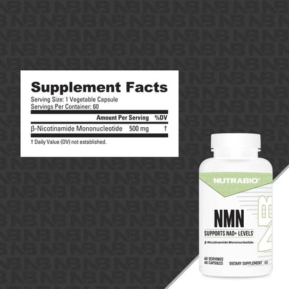 NutraBio NMN – 500 mg Nicotinamide Mononucleotide | Cellular Energy & Longevity Support