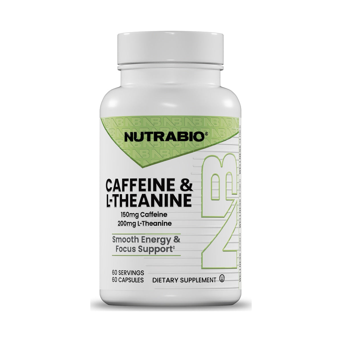 NutraBio Caffeine & L-Theanine, 60 capsules — bottle