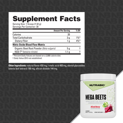 NutraBio Mega Beets Supplement Facts and ingredients