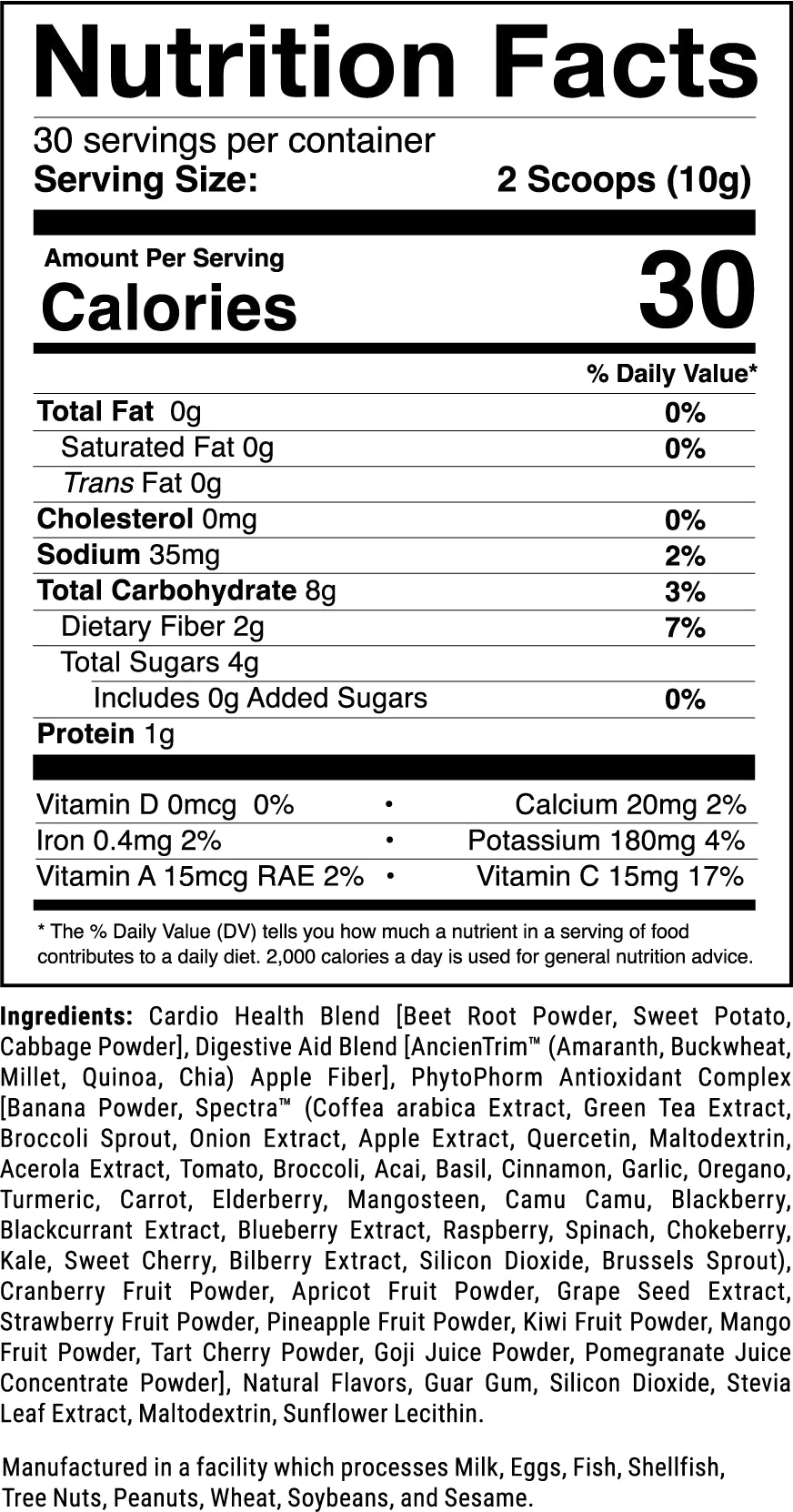 Opti-Reds 50 Nutritional Profile