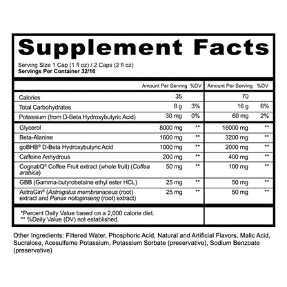 Panda Supps x Pump Sauce Liquid Pre-Workout Supplement Facts