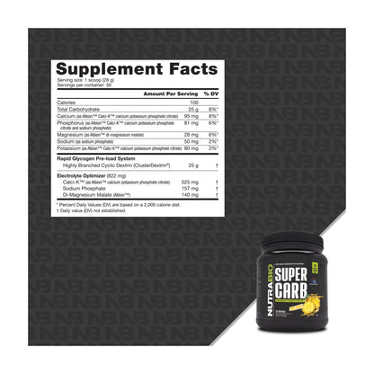 NutraBio Super Carb – 30 Servings — Supplement Facts 1 — full label