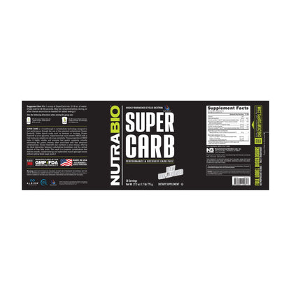 NutraBio Super Carb – 30 Servings — Supplement Facts 11 — full label