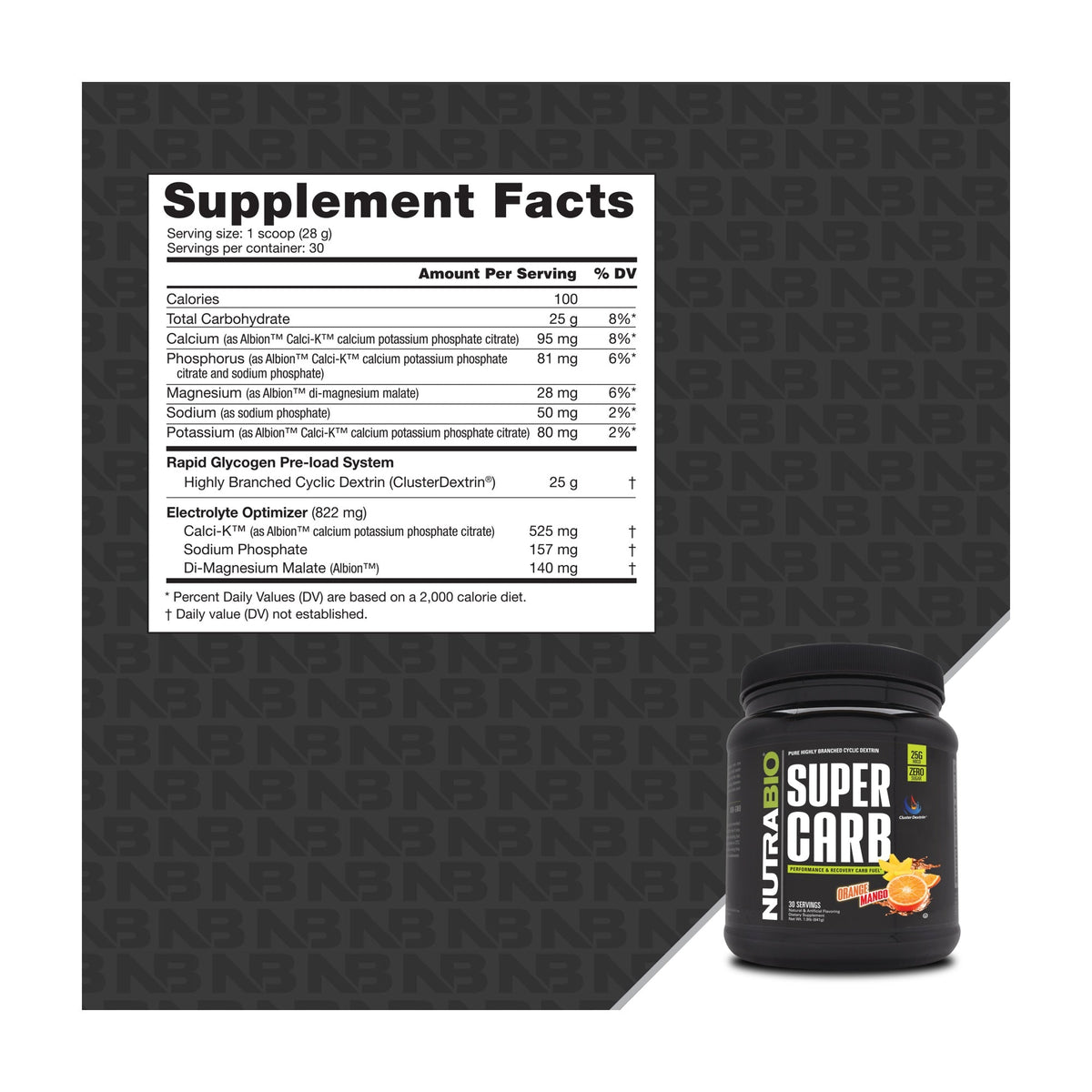 NutraBio Super Carb – 30 Servings — Supplement Facts 7 — full label