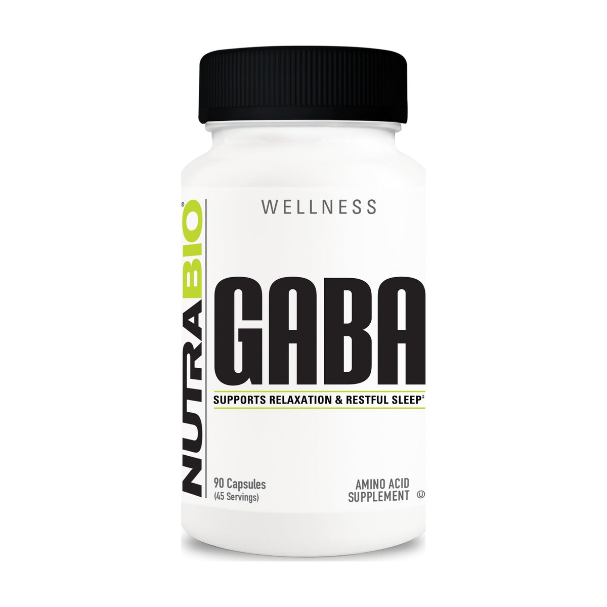 NutraBio GABA 500mg – 90 Capsules — product container