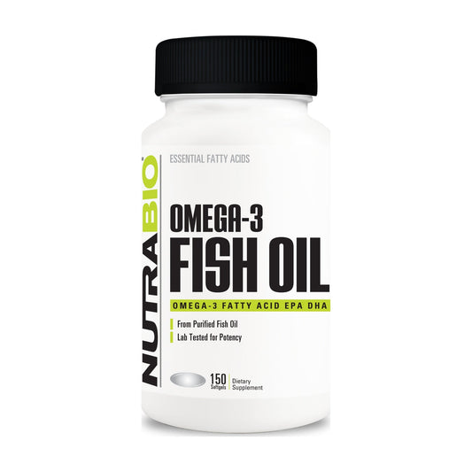 NutraBio Omega-3 Fish Oil – 150 or 400 Softgels — 75 Servings / 150 Softgels