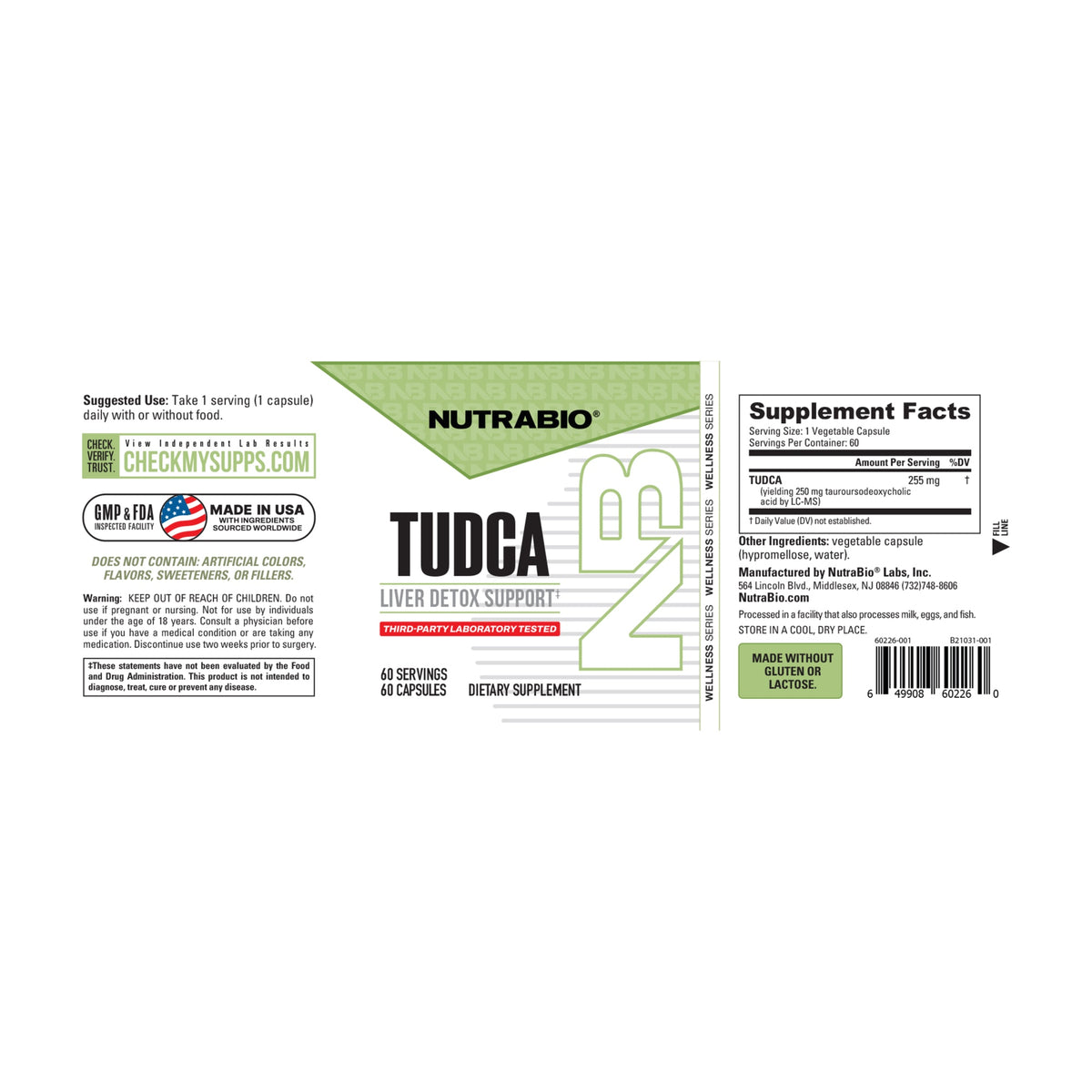 NutraBio TUDCA — Supplement Facts 2 — complete label
