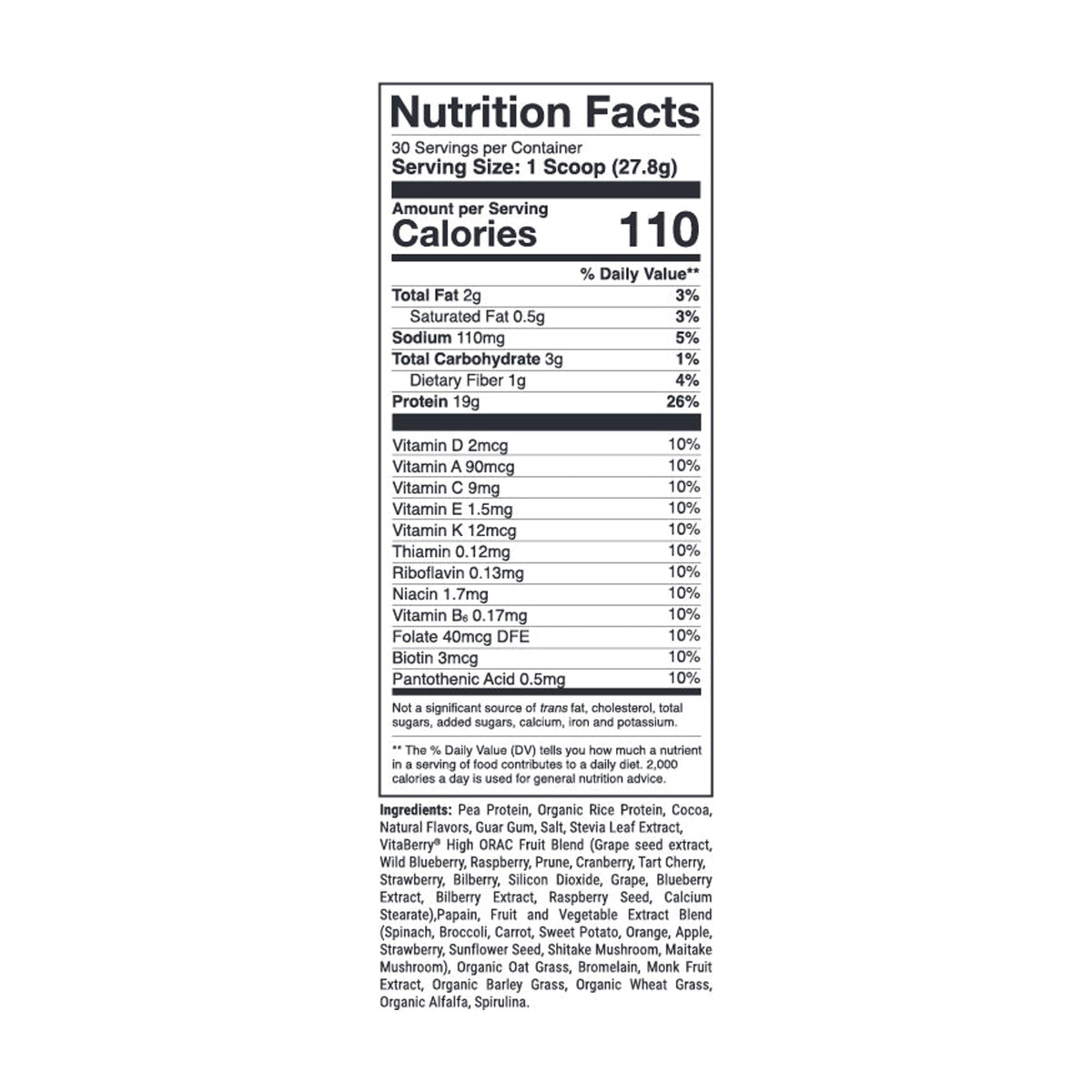 1st Phorm Vegan Power Pro — Chocolate Frost Nutrition Facts