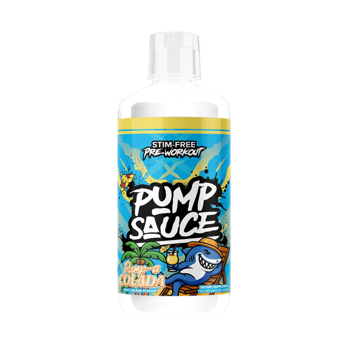 Pump Sauce Stim-Free Liquid Pre-Workout Pump A Colada on a white background