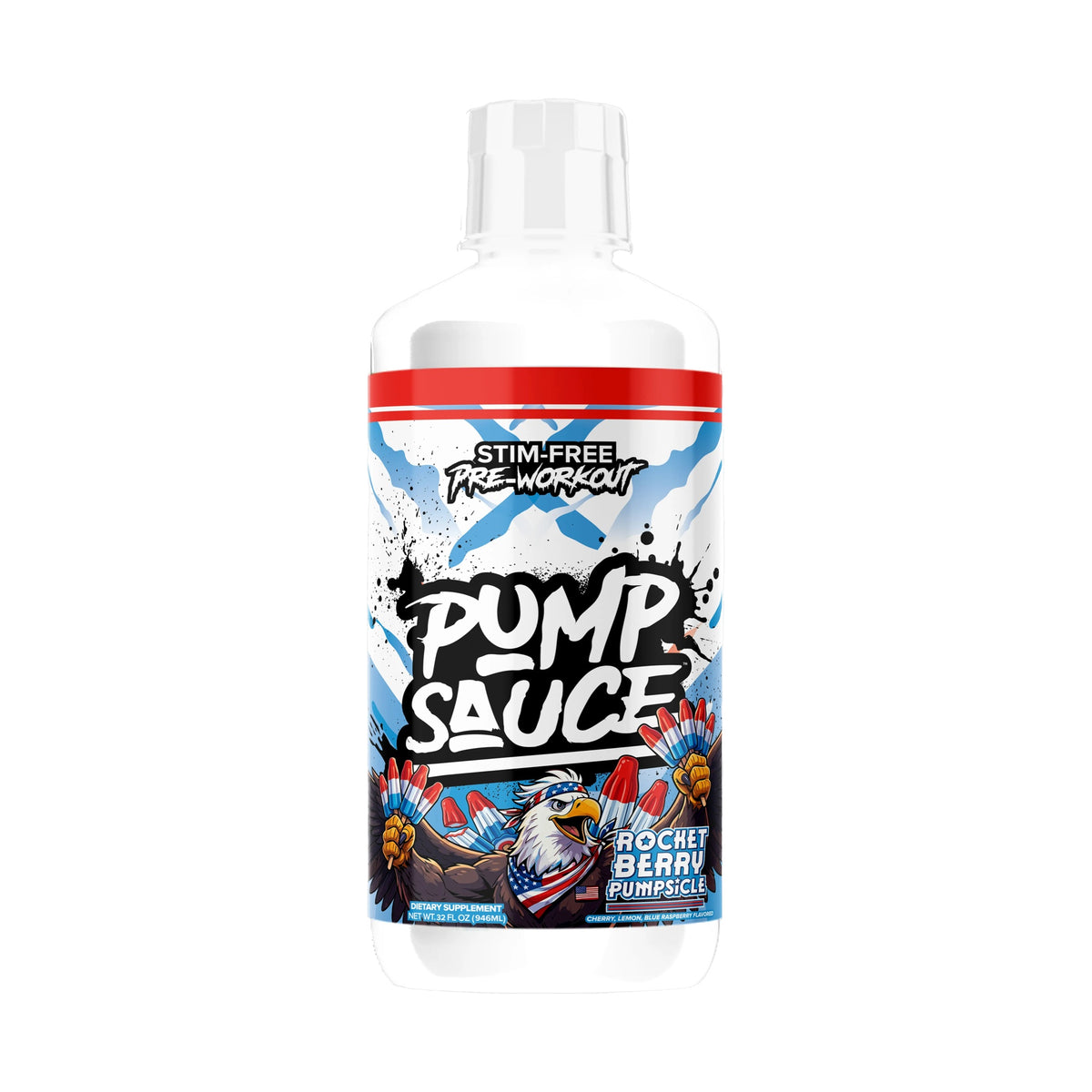 Pump Sauce Stim-Free Liquid Pre-Workout Rocket Berry Pumpsicle on a white background