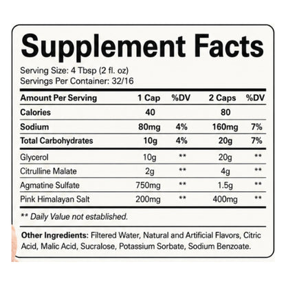 Pump Sauce Stim-Free Liquid Pre-Workout Supplement Facts