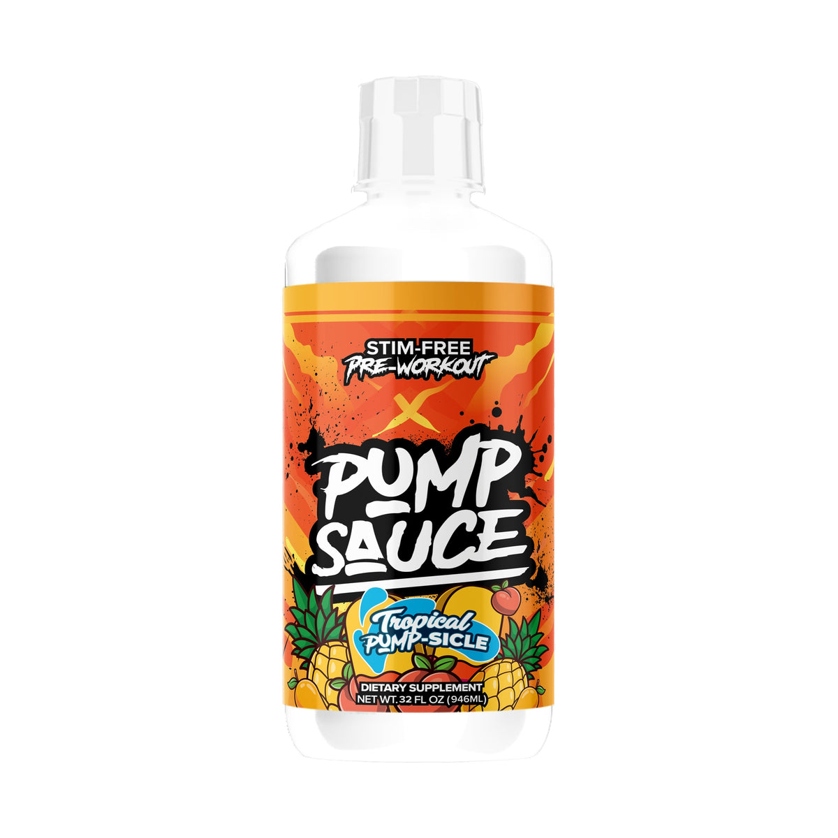 Pump Sauce Stim-Free Liquid Pre-Workout Tropical Pumpsicle on a white background