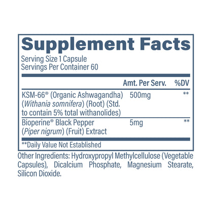 Revive KSM-66 Ashwagandha – 60 Capsules – Supplement Facts
