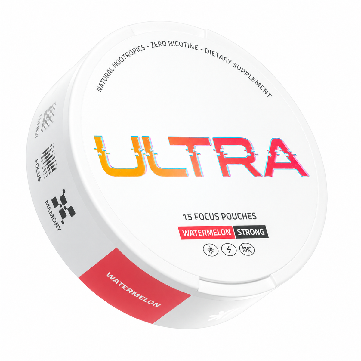 ULTRA Focus Pouches Watermelon nicotine-free 15-pouch container