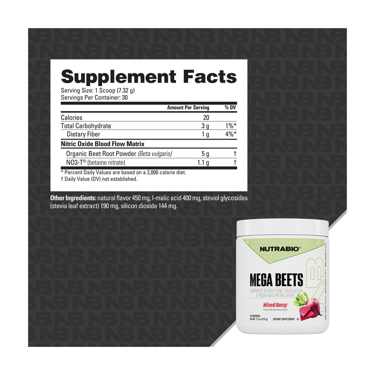 NutraBio Mega Beets — label information