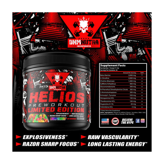 DNM Nutra Helios Limited Edition Pre-Workout — Label information