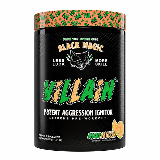 Black Magic Villain Pre-Workout – Mad Melon | 25 Servings – front on a white background