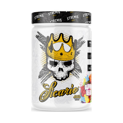 Xtremis Cartel Sicario Stim-Free Pre-Workout Sour Gummy Bear on a white background