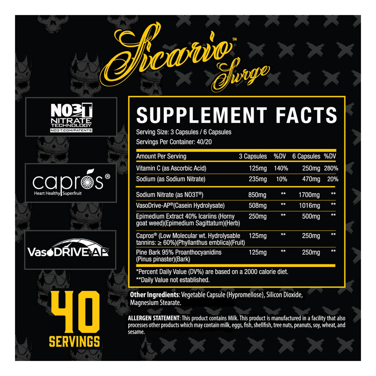 Xtremis Cartel Sicario Surge Pump Caps Supplement Facts