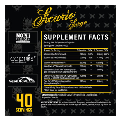 Xtremis Cartel Sicario Surge Pump Caps Supplement Facts