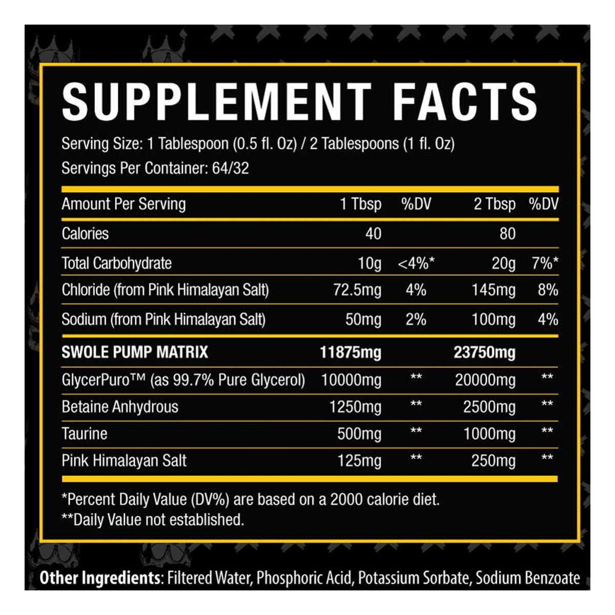 Xtremis Cartel Sicario Swole Liquid Pump Supplement Facts