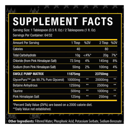 Xtremis Cartel Sicario Swole Liquid Pump Supplement Facts