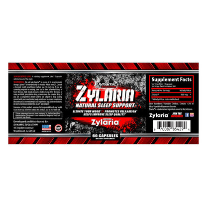 Dynamic Evolution Zylaria – 60 Capsules — complete label, Supplement Facts, directions and warnings