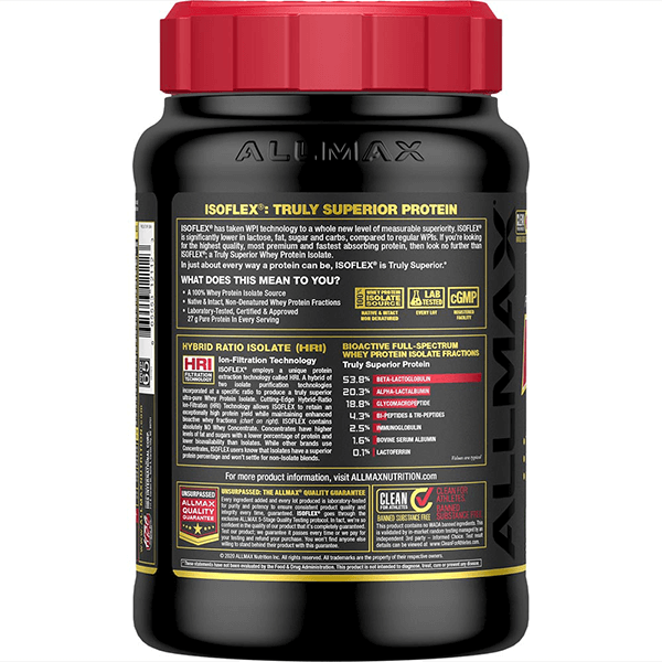 AllMax IsoFlex Whey Protein Isolate Product Side Profile 
