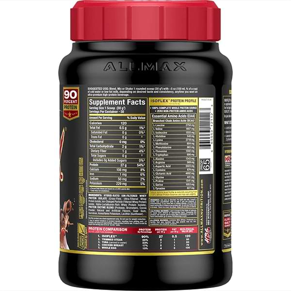 AllMax IsoFlex Whey Protein Isolate Nutrition Profile