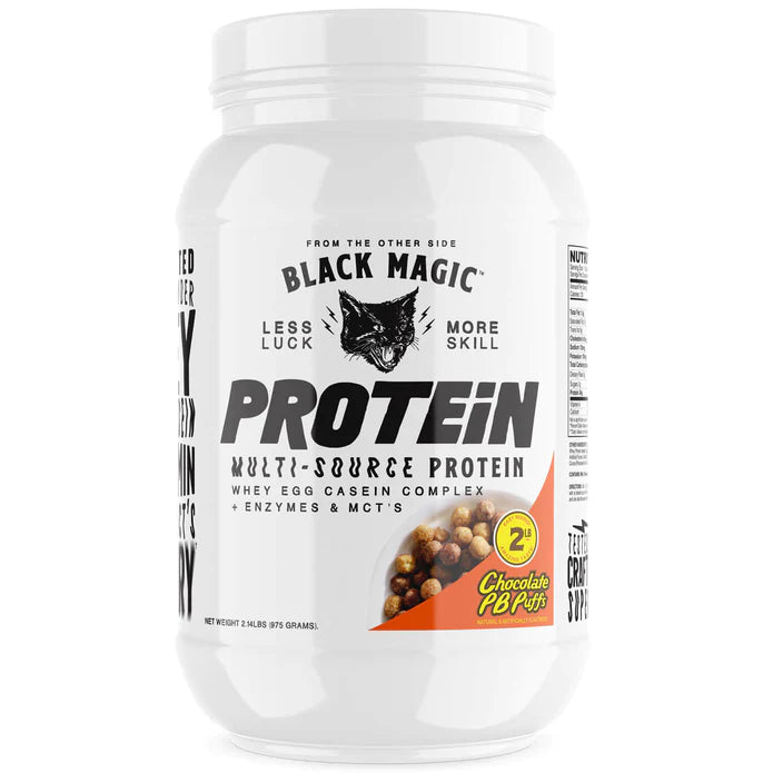 Black Magic Multi-Source Protein - Whey, Egg, and Casein Complex with  Enzymes & MCT Powder - Pre Workout and Post Workout - Fruit Whirls Protein  Powder - 24g Protein - 2 LB